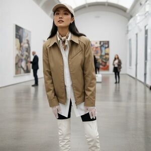 Vintage London Fog Bomber Jacket Tan 80s Clean Girl Aesthetic M/L